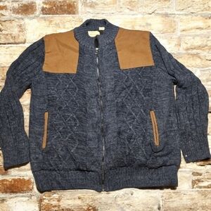 Weatherproof Vintage Men's Faux Suede-Patch Fleece-Lined Zip Sweater, XL